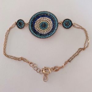 🧿925 Silver evileye bracelet cz and turquoise stones